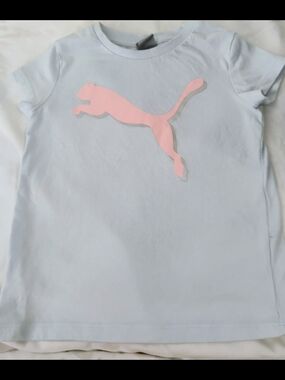 Puma Light Blue Tee with Pink Puma Logo